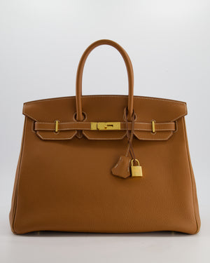Hermès Birkin 35 Retourne Bag in Gold Togo Leather with Gold Hardware