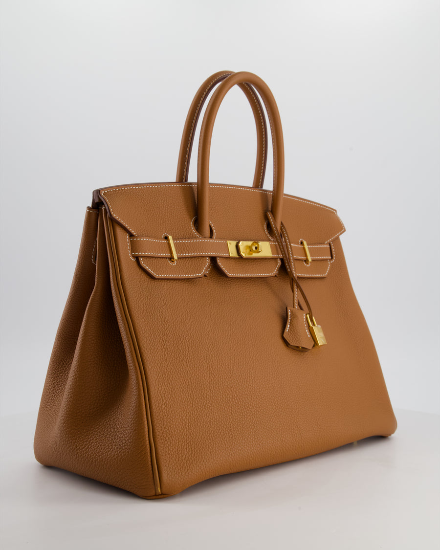 Hermès Birkin 35 Retourne Bag in Gold Togo Leather with Gold Hardware