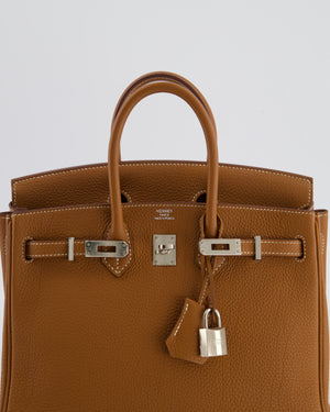 *HOT* Hermès Birkin 25 Retourne Bag in Gold Togo Leather with Palladium Hardware