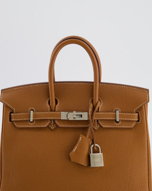 *HOT* Hermès Birkin 25 Retourne Bag in Gold Togo Leather with Palladium Hardware