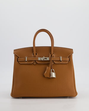 *HOT* Hermès Birkin 25 Retourne Bag in Gold Togo Leather with Palladium Hardware