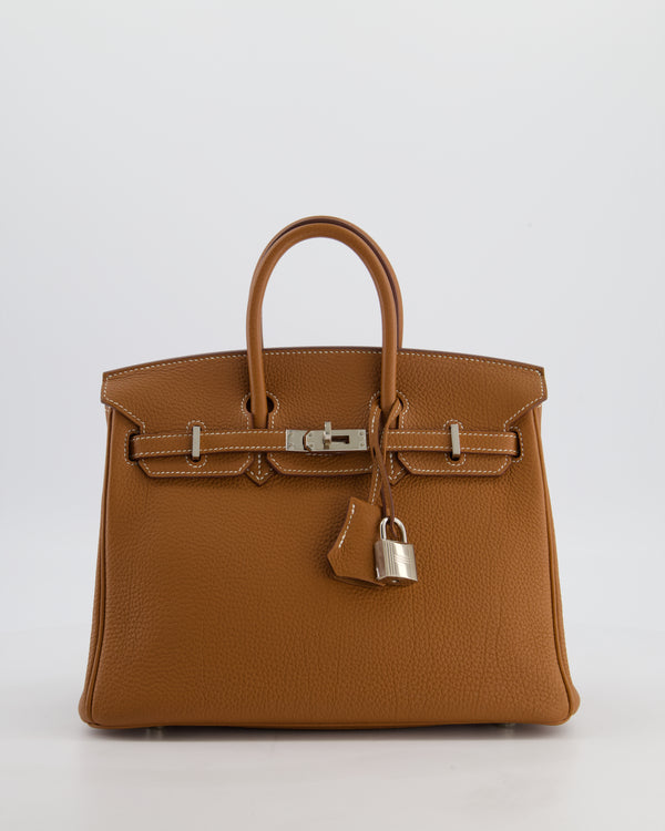*HOT* Hermès Birkin 25 Retourne Bag in Gold Togo Leather with Palladium Hardware