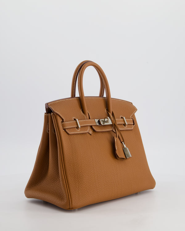 *HOT* Hermès Birkin 25 Retourne Bag in Gold Togo Leather with Palladium Hardware