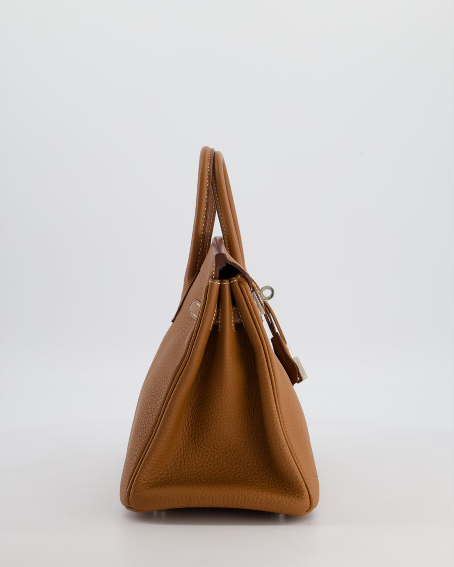 *HOT* Hermès Birkin 25 Retourne Bag in Gold Togo Leather with Palladium Hardware