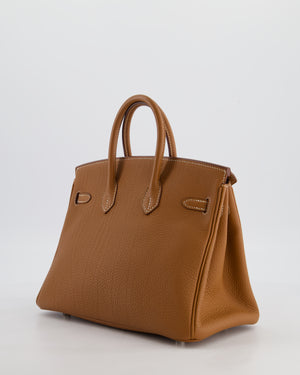 *HOT* Hermès Birkin 25 Retourne Bag in Gold Togo Leather with Palladium Hardware
