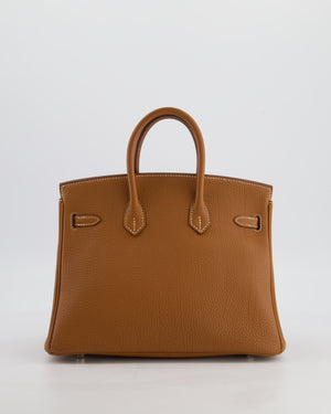 *HOT* Hermès Birkin 25 Retourne Bag in Gold Togo Leather with Palladium Hardware