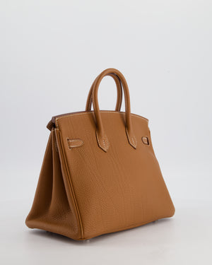 *HOT* Hermès Birkin 25 Retourne Bag in Gold Togo Leather with Palladium Hardware