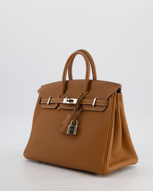 *HOT* Hermès Birkin 25 Retourne Bag in Gold Togo Leather with Palladium Hardware
