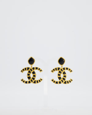 *RARE* Chanel Extra Large CC Gold and Black Egyptian Collection Earrings