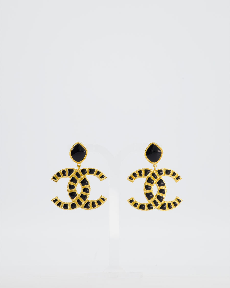 *RARE* Chanel Extra Large CC Gold and Black Egyptian Collection Earrings