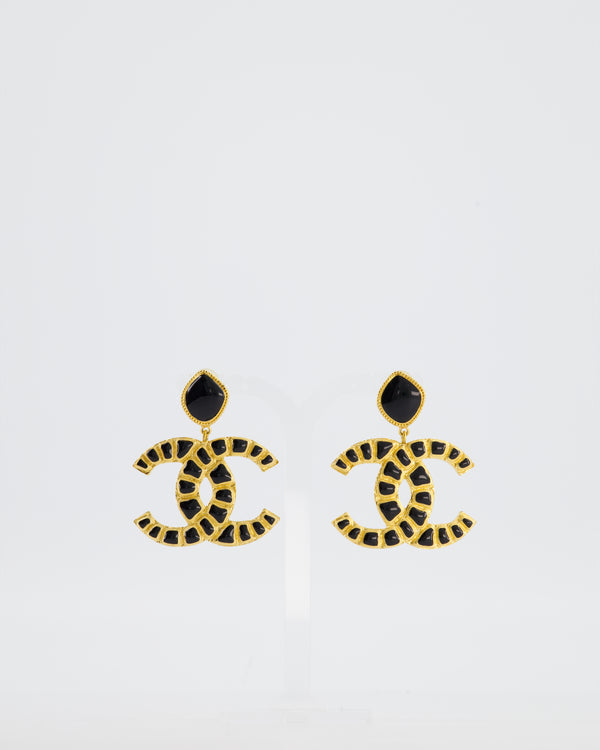 *RARE* Chanel Extra Large CC Gold and Black Egyptian Collection Earrings