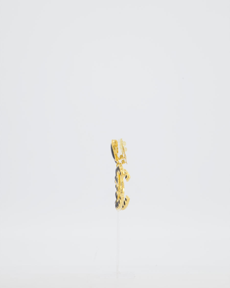 *RARE* Chanel Extra Large CC Gold and Black Egyptian Collection Earrings