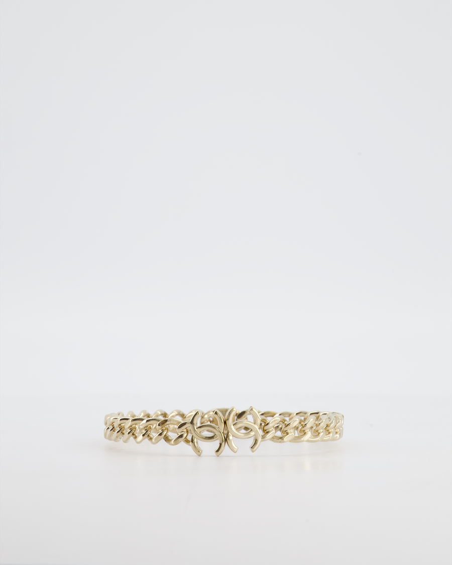 *HOT* Chanel Gold Chain Chocker Necklace with CC Logo Details