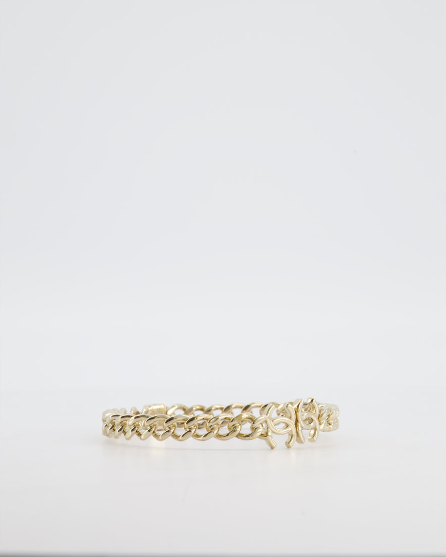 *HOT* Chanel Gold Chain Chocker Necklace with CC Logo Details