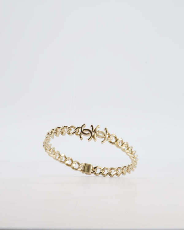 *HOT* Chanel Gold Chain Chocker Necklace with CC Logo Details