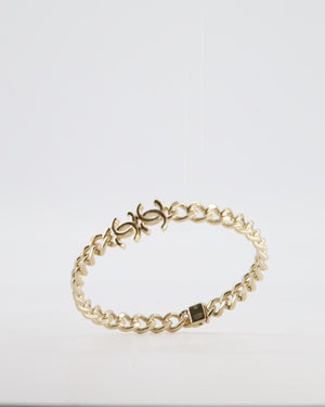 *HOT* Chanel Gold Chain Chocker Necklace with CC Logo Details