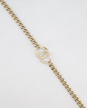 Chanel CC Gold Plated Curb Chain Necklace with CC Crystal Logo Detail