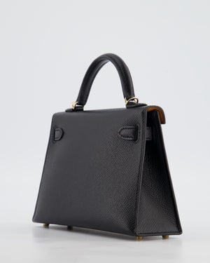 *SUPER RARE* Hermès HSS Mini Kelly II 20 Verso Bag in Noir Epsom Leather with Gold Interior and Rose Gold Hardware