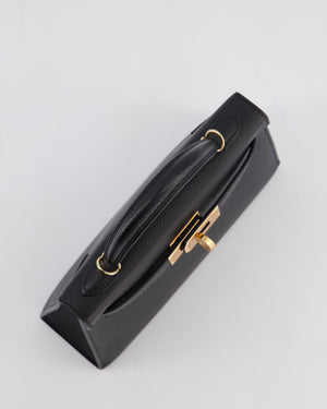 *SUPER RARE* Hermès HSS Mini Kelly II 20 Verso Bag in Noir Epsom Leather with Gold Interior and Rose Gold Hardware