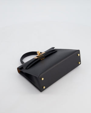 *SUPER RARE* Hermès HSS Mini Kelly II 20 Verso Bag in Noir Epsom Leather with Gold Interior and Rose Gold Hardware