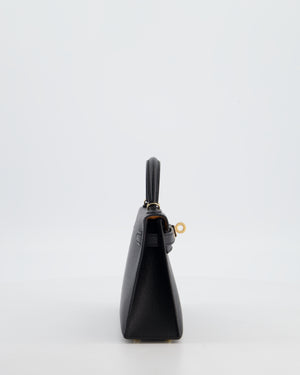 *SUPER RARE* Hermès HSS Mini Kelly II 20 Verso Bag in Noir Epsom Leather with Gold Interior and Rose Gold Hardware