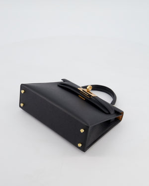 *SUPER RARE* Hermès HSS Mini Kelly II 20 Verso Bag in Noir Epsom Leather with Gold Interior and Rose Gold Hardware