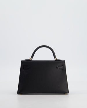 *SUPER RARE* Hermès HSS Mini Kelly II 20 Verso Bag in Noir Epsom Leather with Gold Interior and Rose Gold Hardware