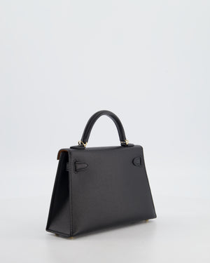*SUPER RARE* Hermès HSS Mini Kelly II 20 Verso Bag in Noir Epsom Leather with Gold Interior and Rose Gold Hardware