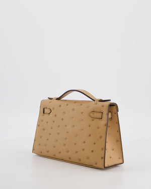 *RARE & HOT COLOUR* Hermès Mini Kelly Pochette Bag in Chai Ostrich Leather with Gold Hardware
