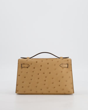 *RARE & HOT COLOUR* Hermès Mini Kelly Pochette Bag in Chai Ostrich Leather with Gold Hardware