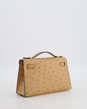 *RARE & HOT COLOUR* Hermès Mini Kelly Pochette Bag in Chai Ostrich Leather with Gold Hardware
