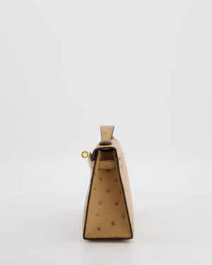 *RARE & HOT COLOUR* Hermès Mini Kelly Pochette Bag in Chai Ostrich Leather with Gold Hardware