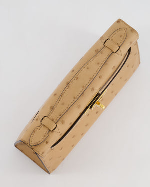 *RARE & HOT COLOUR* Hermès Mini Kelly Pochette Bag in Chai Ostrich Leather with Gold Hardware