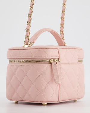 *HOT* Chanel Light Pink Vanity Bag in Caviar Leather with Champagne Gold Hardware