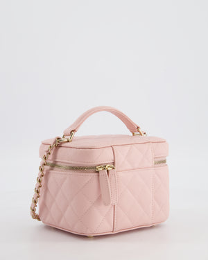 *HOT* Chanel Light Pink Vanity Bag in Caviar Leather with Champagne Gold Hardware