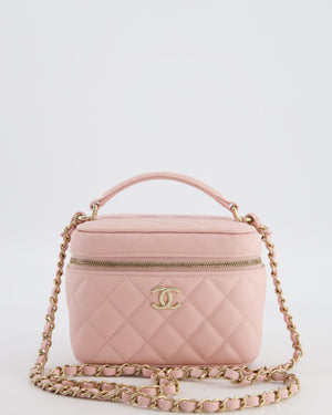 *HOT* Chanel Light Pink Vanity Bag in Caviar Leather with Champagne Gold Hardware