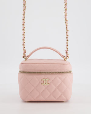*HOT* Chanel Light Pink Vanity Bag in Caviar Leather with Champagne Gold Hardware