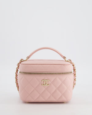 *HOT* Chanel Light Pink Vanity Bag in Caviar Leather with Champagne Gold Hardware