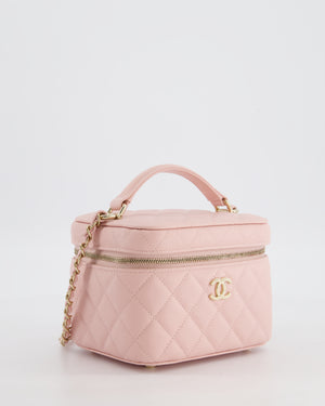 *HOT* Chanel Light Pink Vanity Bag in Caviar Leather with Champagne Gold Hardware