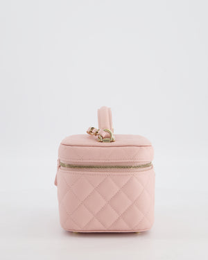 *HOT* Chanel Light Pink Vanity Bag in Caviar Leather with Champagne Gold Hardware