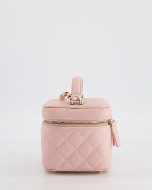 *HOT* Chanel Light Pink Vanity Bag in Caviar Leather with Champagne Gold Hardware