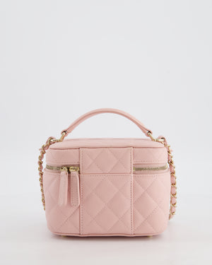 *HOT* Chanel Light Pink Vanity Bag in Caviar Leather with Champagne Gold Hardware