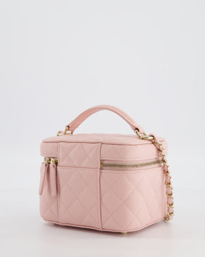 *HOT* Chanel Light Pink Vanity Bag in Caviar Leather with Champagne Gold Hardware