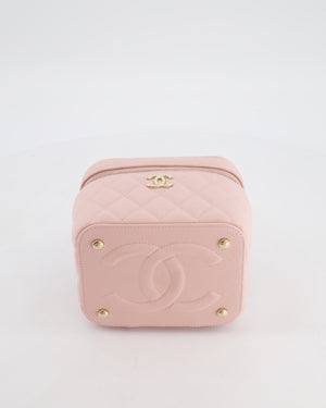 *HOT* Chanel Light Pink Vanity Bag in Caviar Leather with Champagne Gold Hardware