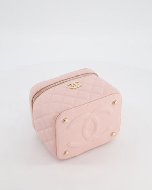 *HOT* Chanel Light Pink Vanity Bag in Caviar Leather with Champagne Gold Hardware