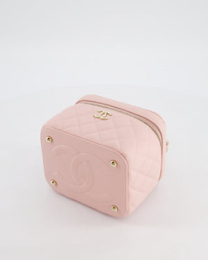*HOT* Chanel Light Pink Vanity Bag in Caviar Leather with Champagne Gold Hardware