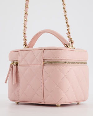 *HOT* Chanel Light Pink Vanity Bag in Caviar Leather with Champagne Gold Hardware