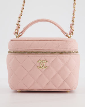 *HOT* Chanel Light Pink Vanity Bag in Caviar Leather with Champagne Gold Hardware
