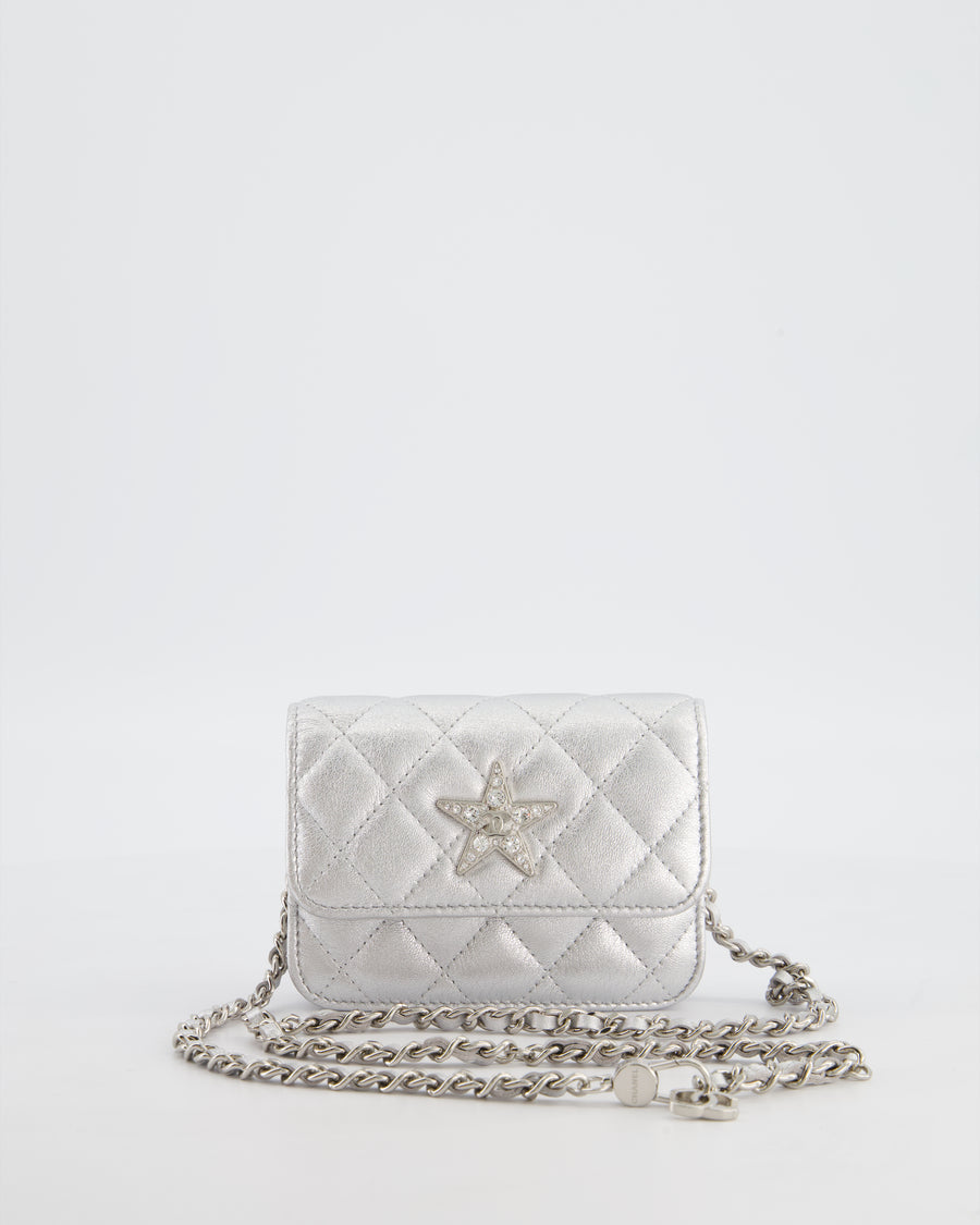 Chanel Star Motif Chain Micro Bag in Lambskin Leather with Silver Hardware