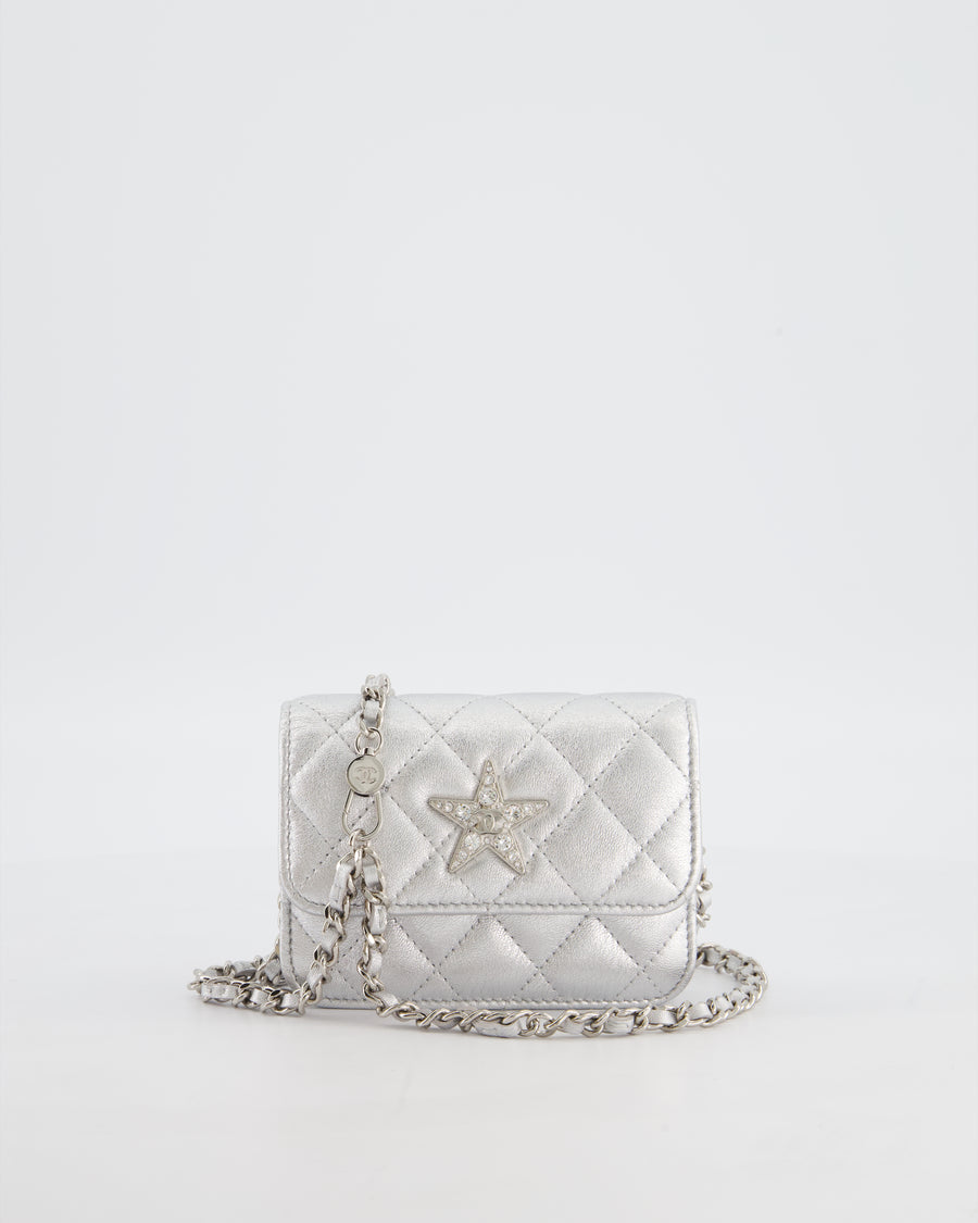 Chanel Star Motif Chain Micro Bag in Lambskin Leather with Silver Hardware